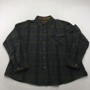 CQR Shirt Mens 2XL Green Plaid Flannel Long Sleeve Button Up Casual Top